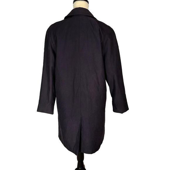 London Fog Woman's Black Over Sized Trench Coat Small Petite Hidden Buttons Fall - Picture 2 of 16